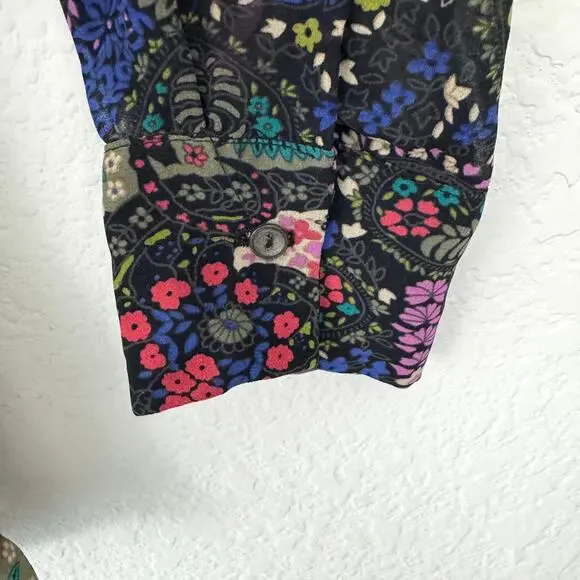 Anthro Dolan Womens Odessa Lightweight Blouse Size M Paisley Ruffle Lace Office - Picture 5 of 7